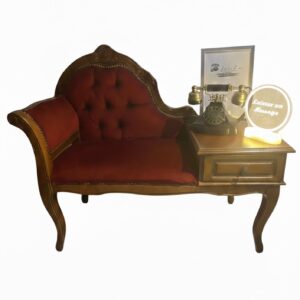 Le Banc de Téléphone Vintage en Velours Capitonné