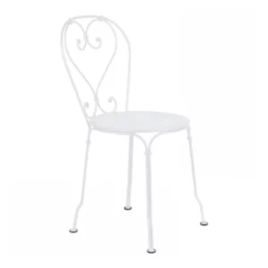 Chaises médaillon en fer forgé blanc