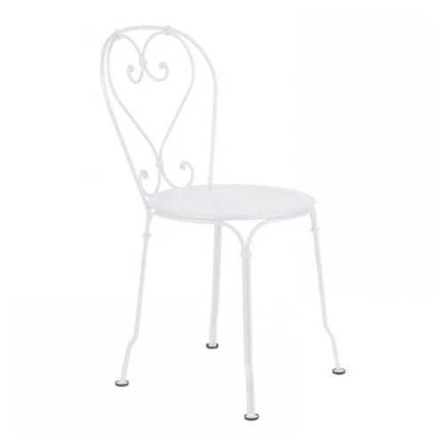 Chaises médaillon en fer forgé blanc